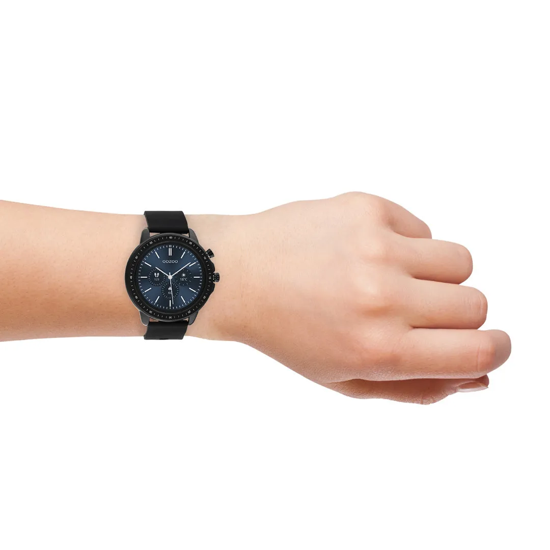 Black OOZOO smartwatch with black rubber strap - Q00304