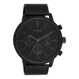 Black OOZOO watch with black metal mesh bracelet - C11204