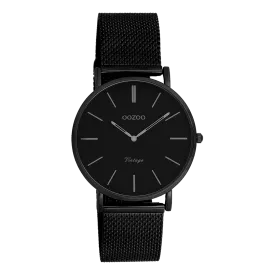 Black  OOZOO watch with black metal mesh bracelet - C9934