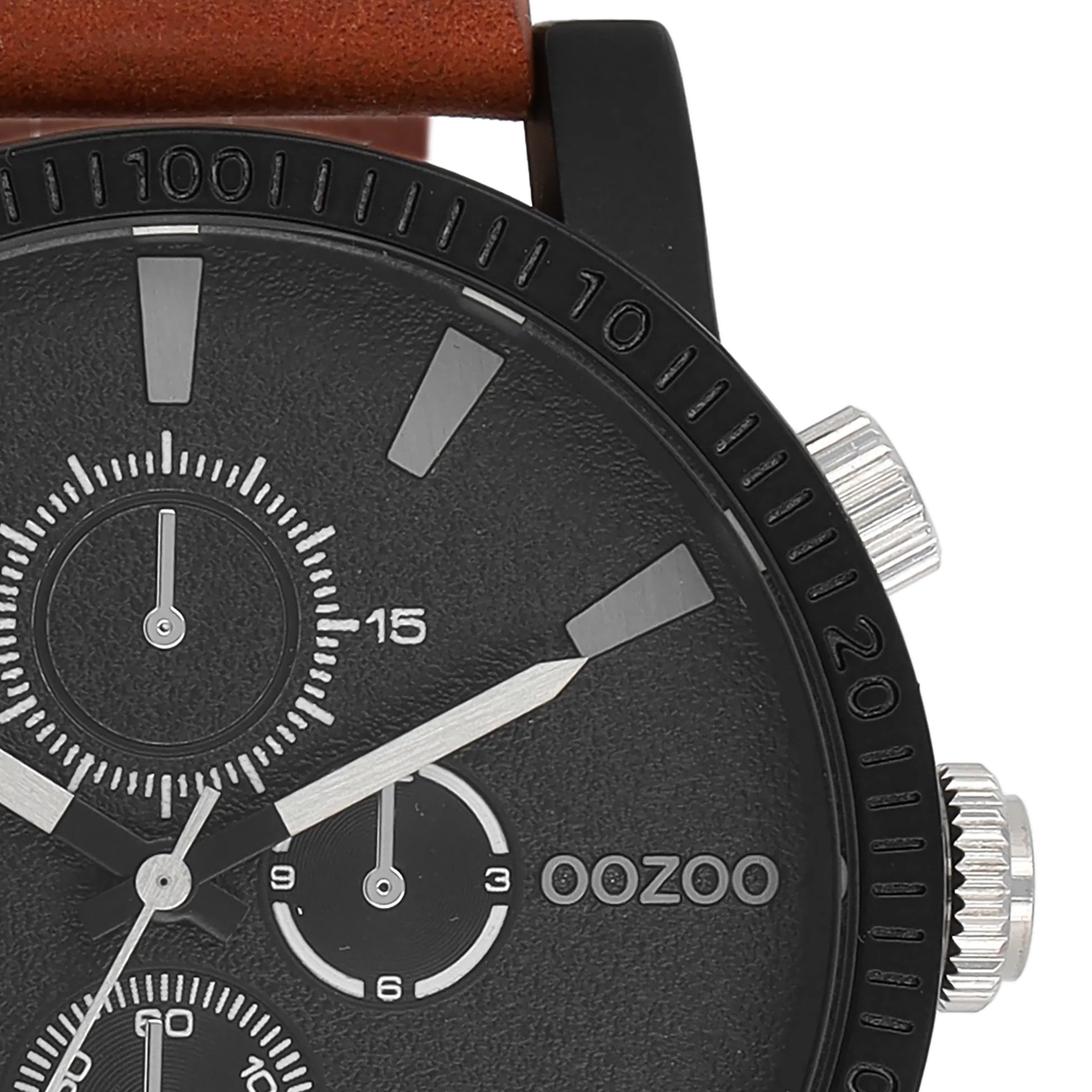 Black OOZOO watch with brown leather strap - C11211