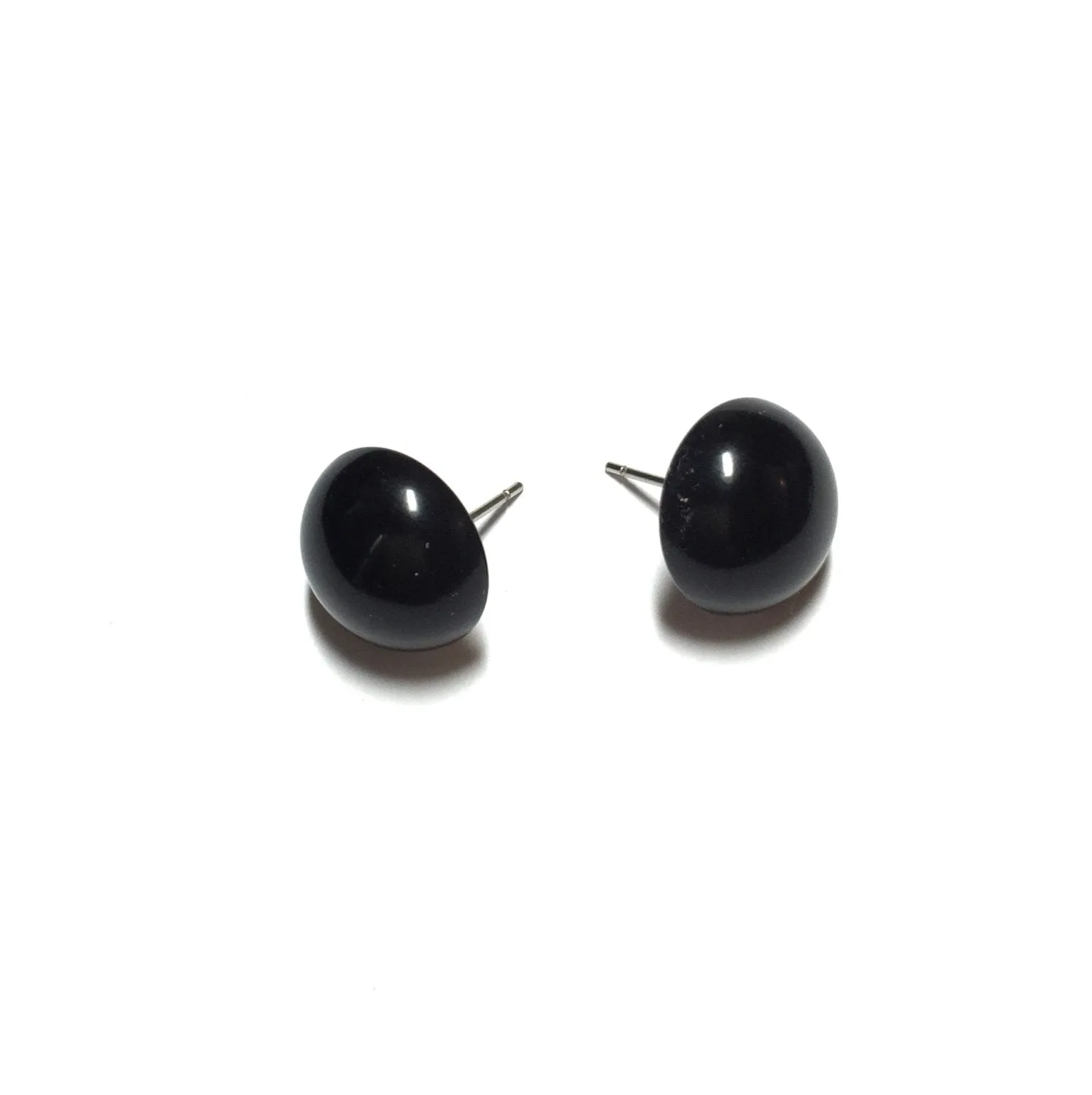 Black Retro Button Stud Earrings