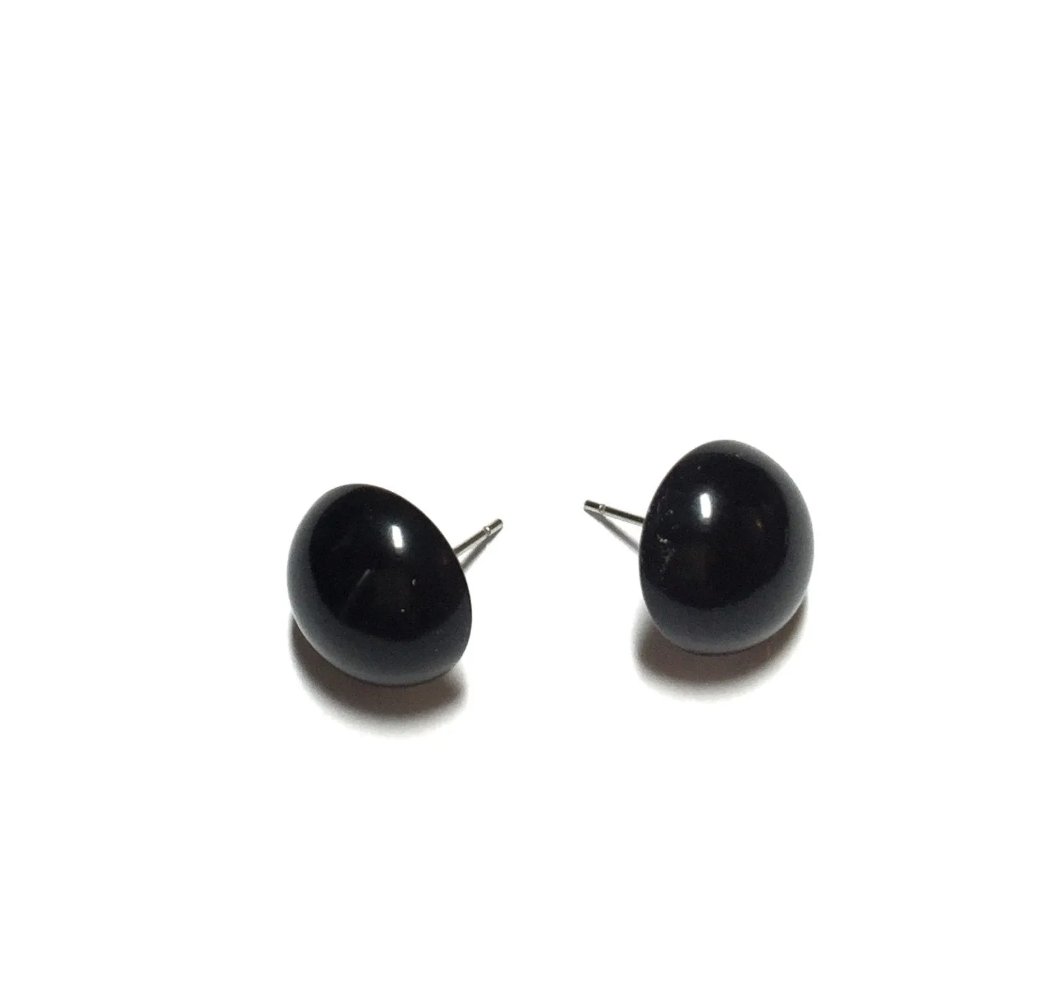 Black Retro Button Stud Earrings