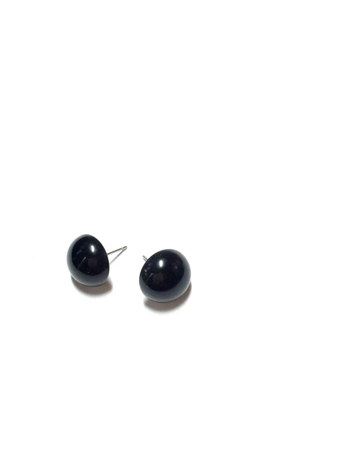 Black Retro Button Stud Earrings