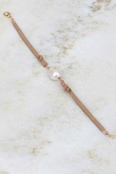 Boho  Suede strap  Choker with fresh water pearl