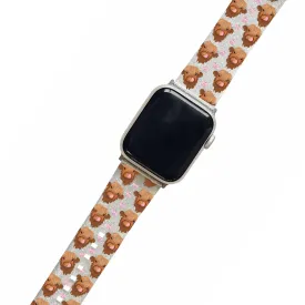 Bonnie the Highland Cow Clear Glitter Smartwatch Strap