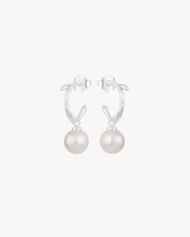 Branch pearl hoops silver