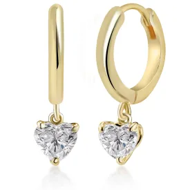 Brass 18k Rose Gold Heart Shape Crystal Clip On Earring Pair For Women