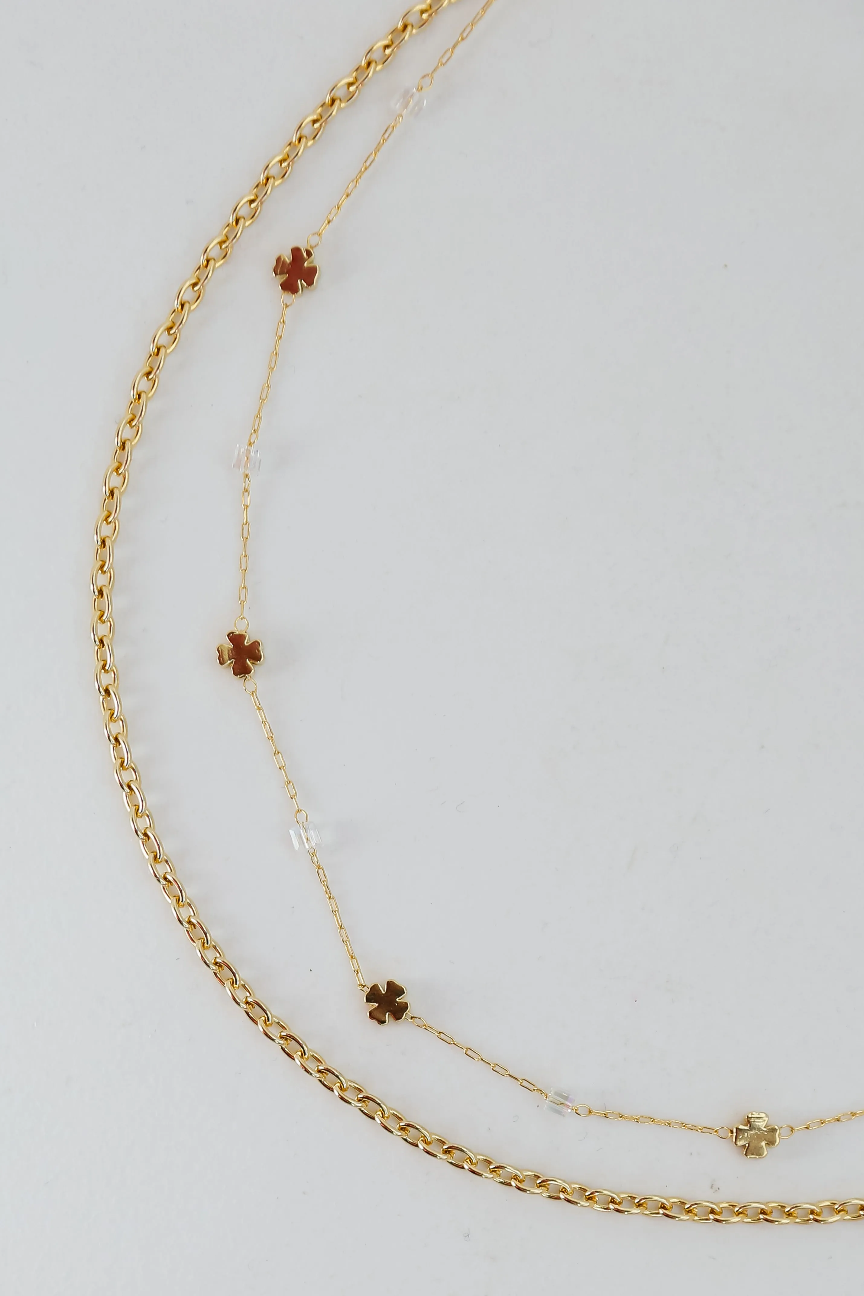 Bridget Gold Four Leaf Clover Layered Chain Necklace