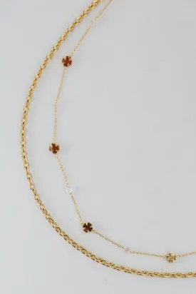 Bridget Gold Four Leaf Clover Layered Chain Necklace