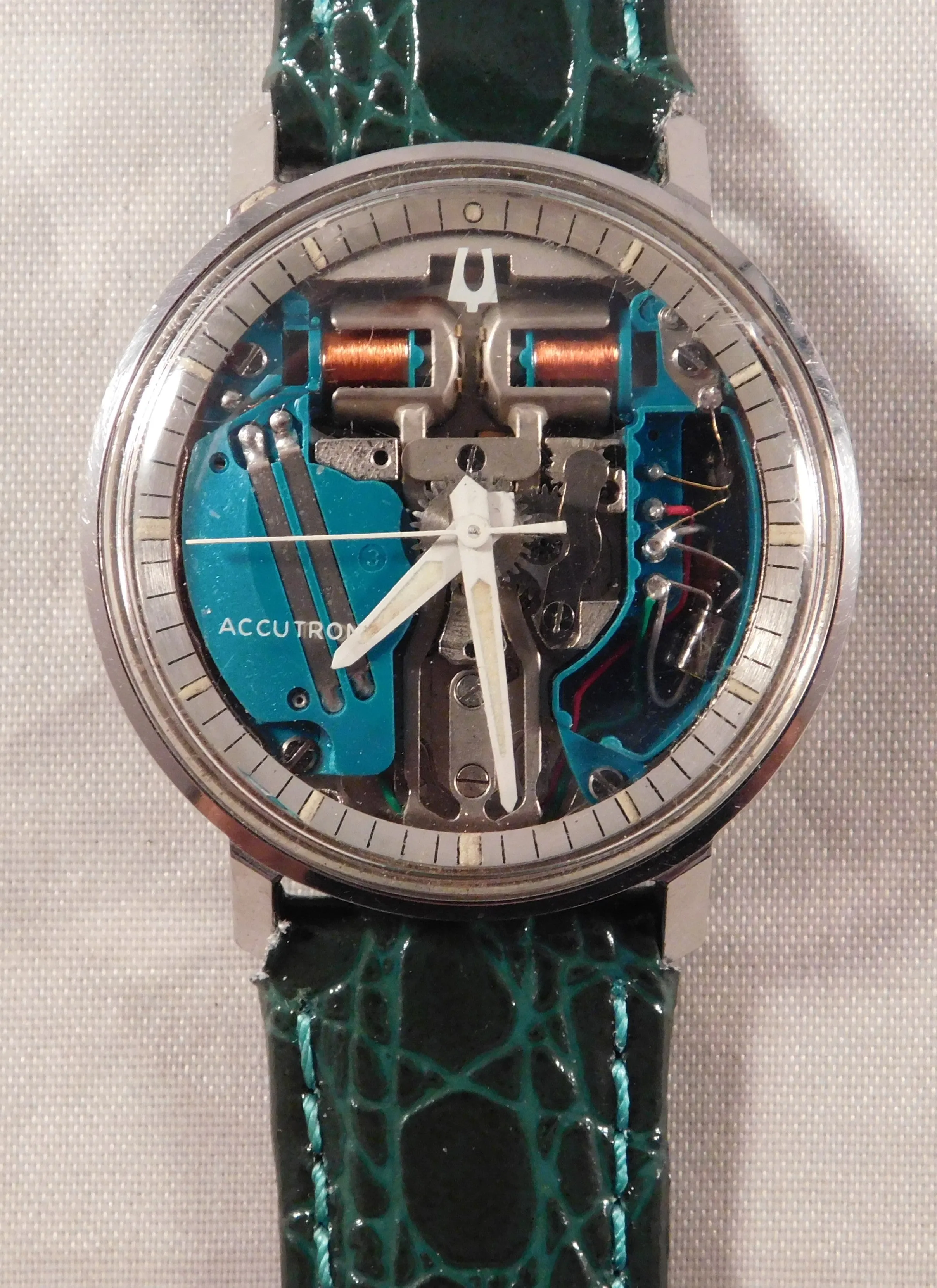 Vintage 1966 Bulova Accutron Spaceview 214 M6 SS Mens Tuning Fork Watch - 34mm