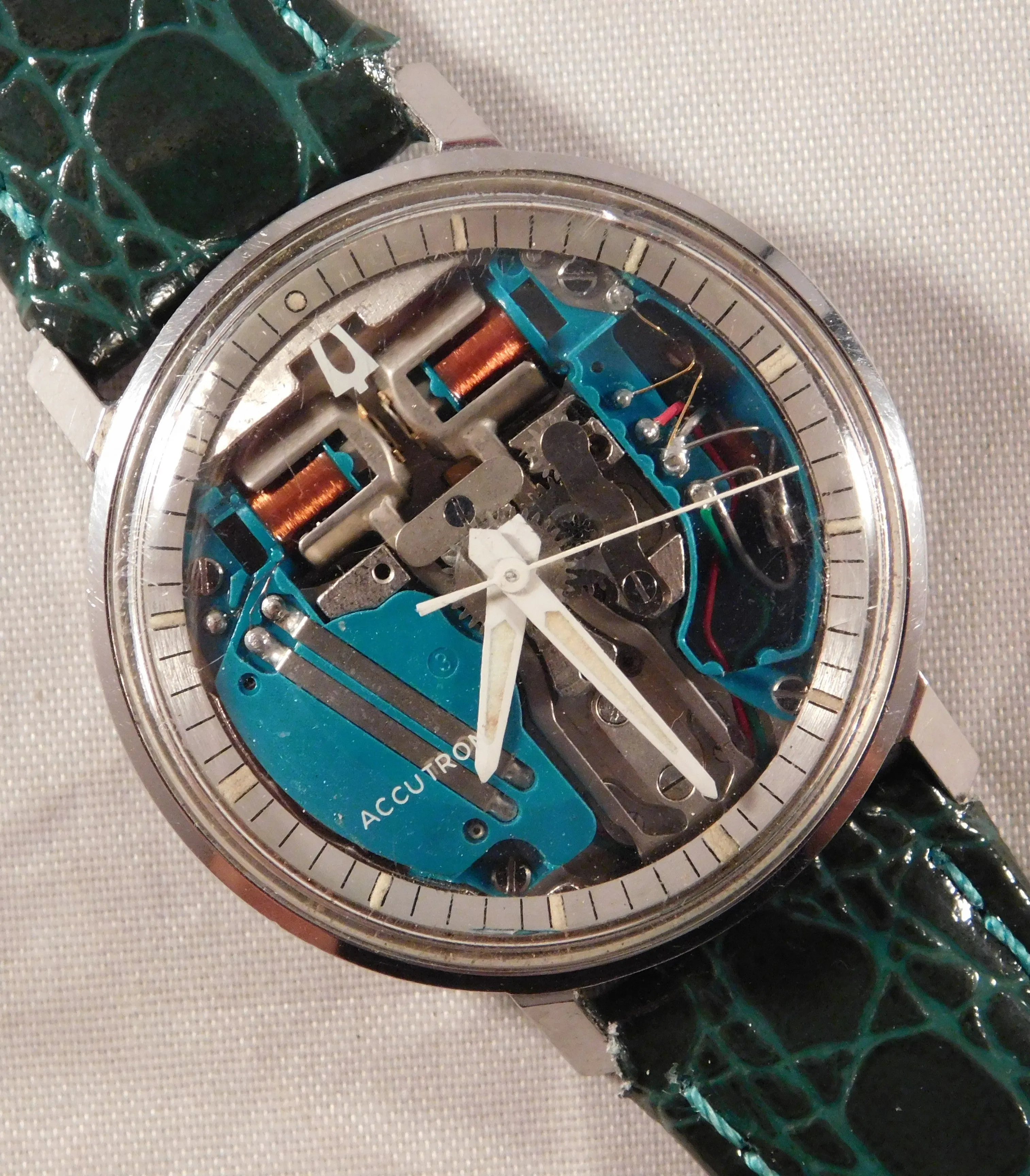 Vintage 1966 Bulova Accutron Spaceview 214 M6 SS Mens Tuning Fork Watch - 34mm