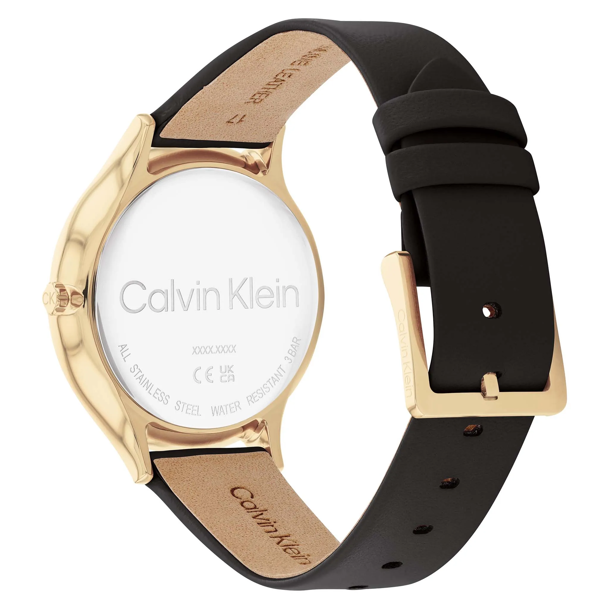 Calvin Klein Black Leather Champagne Dial Women's Watch - 25200008