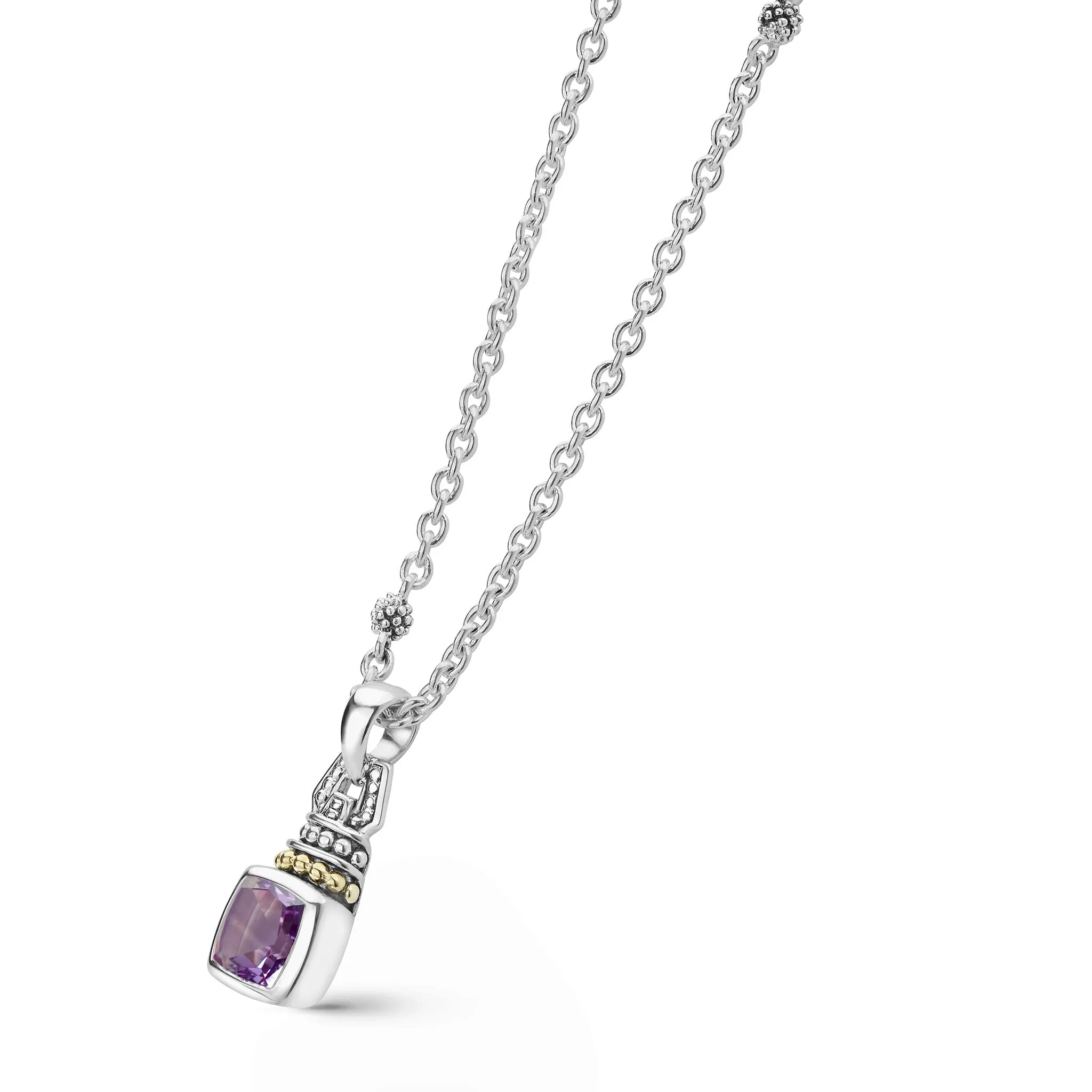 Caviar Color Amethyst Pendant Necklace