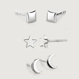 Celestial Trio: Half Moon Vampire, You're a Star, and Night Sky Earrings Set