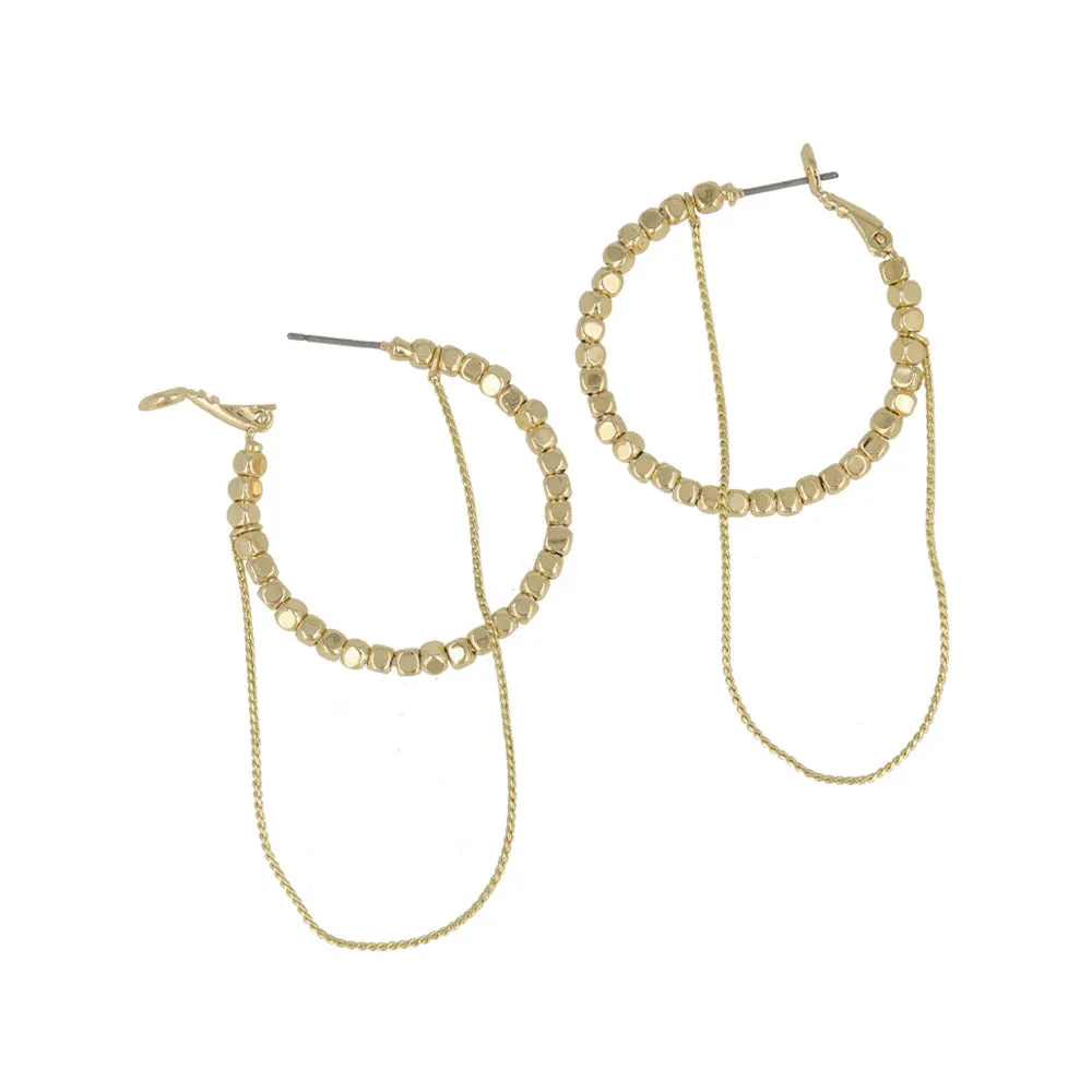 Chain and Hoop Layered Earrings