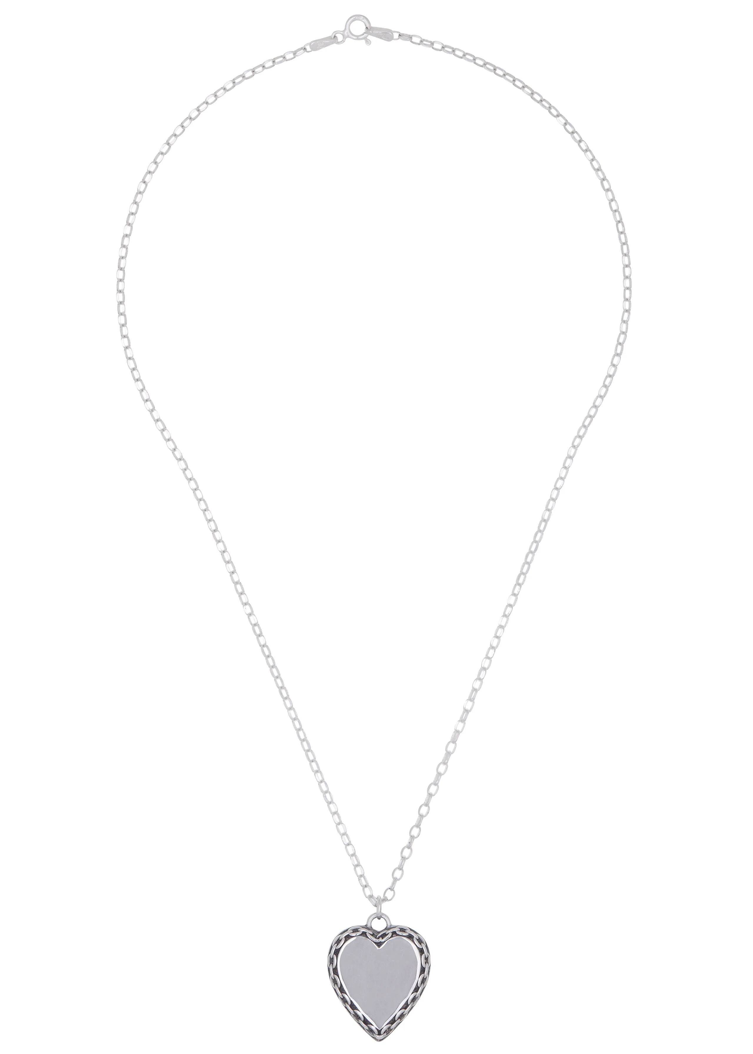 Chain Heart Necklace in Sterling Silver