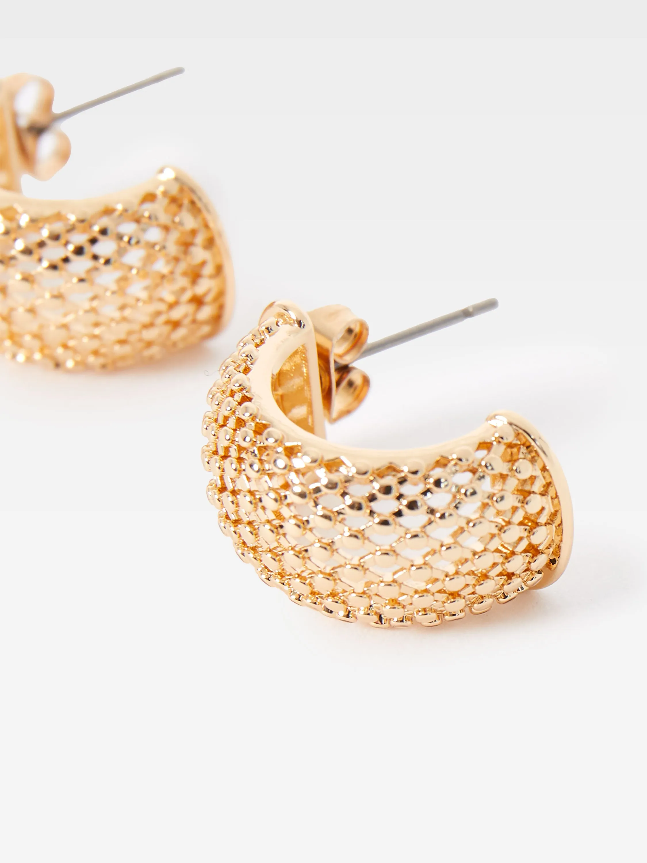 Chain Textured Half Hoop Earrings