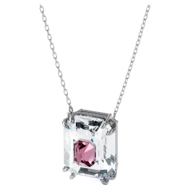 Elegant Pink Chroma Necklace - Rhodium-Plated 