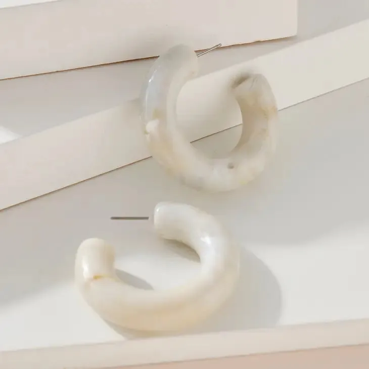 Chunky Acetate Hoop Earrings | Neutral