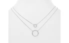 Circle Layered Necklace- White Gold