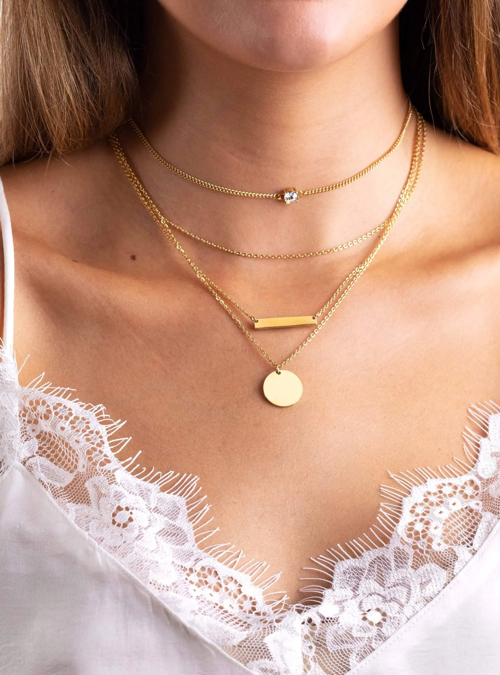 Circle Plate Necklace Gold