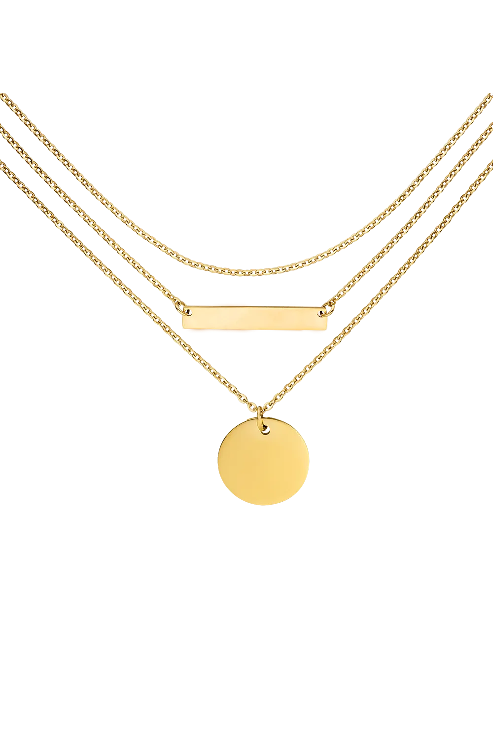 Circle Plate Necklace Gold