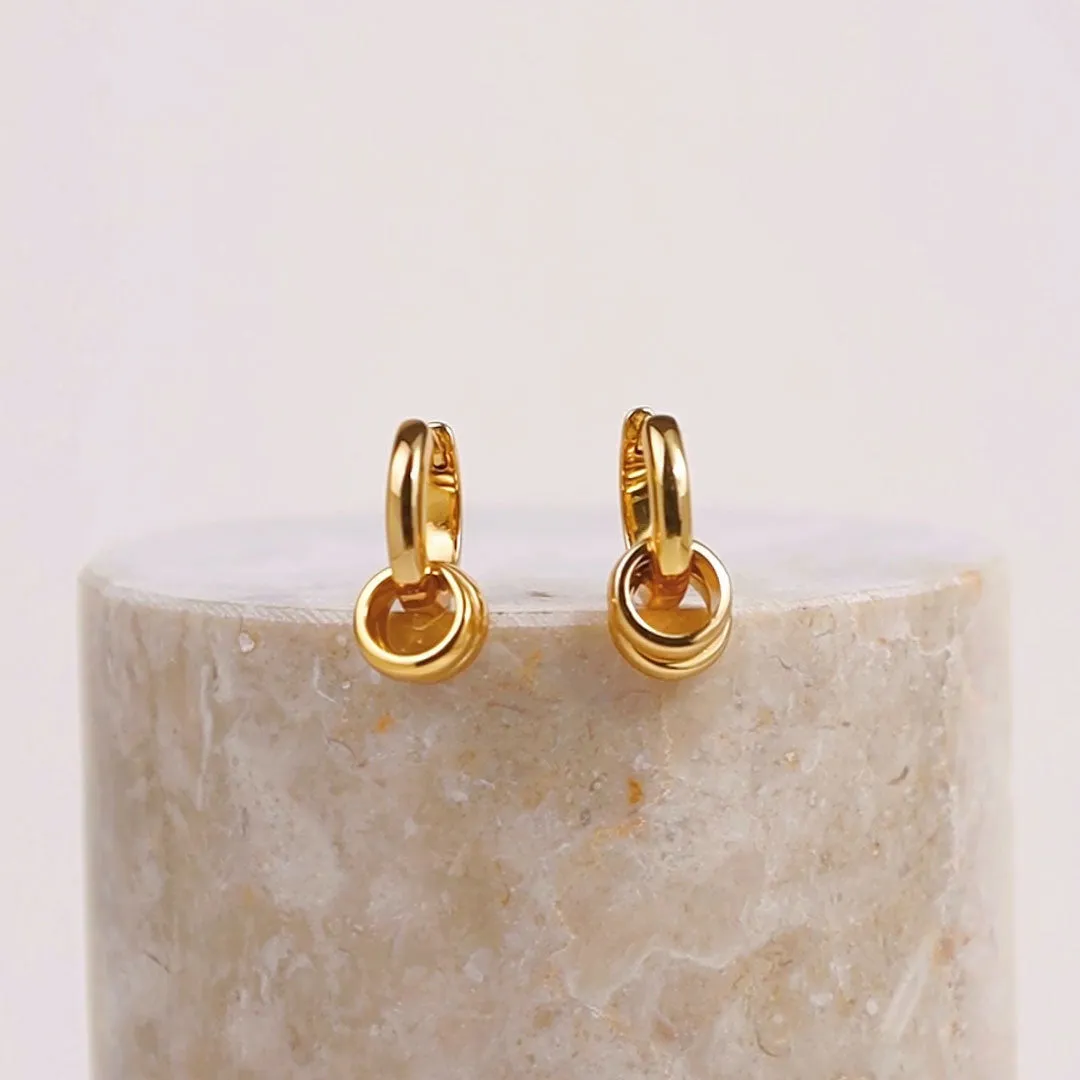 Classic Double Gold 10mm Huggie Earrings