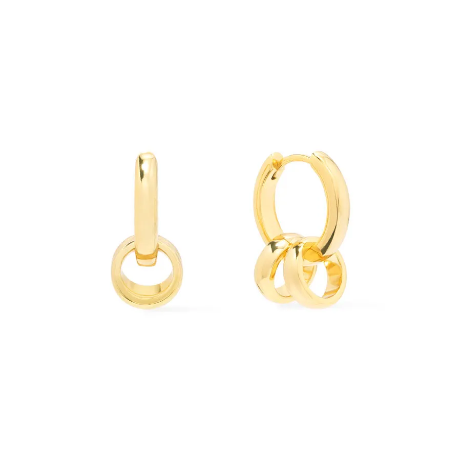 Classic Double Gold 10mm Huggie Earrings