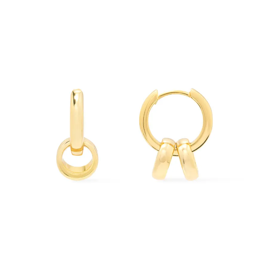 Classic Double Gold 10mm Huggie Earrings