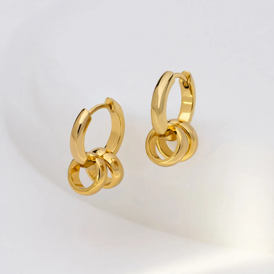 Classic Double Gold 10mm Huggie Earrings