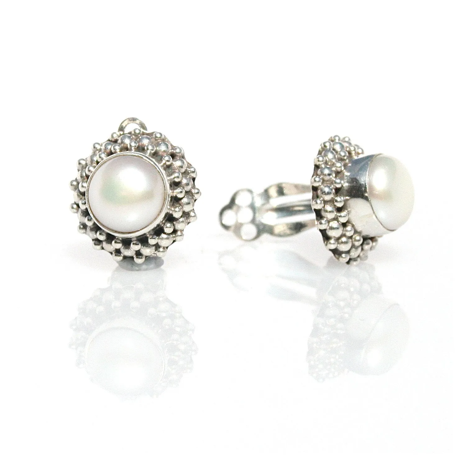 Clip on Vintage Inspired Pearl Earrings