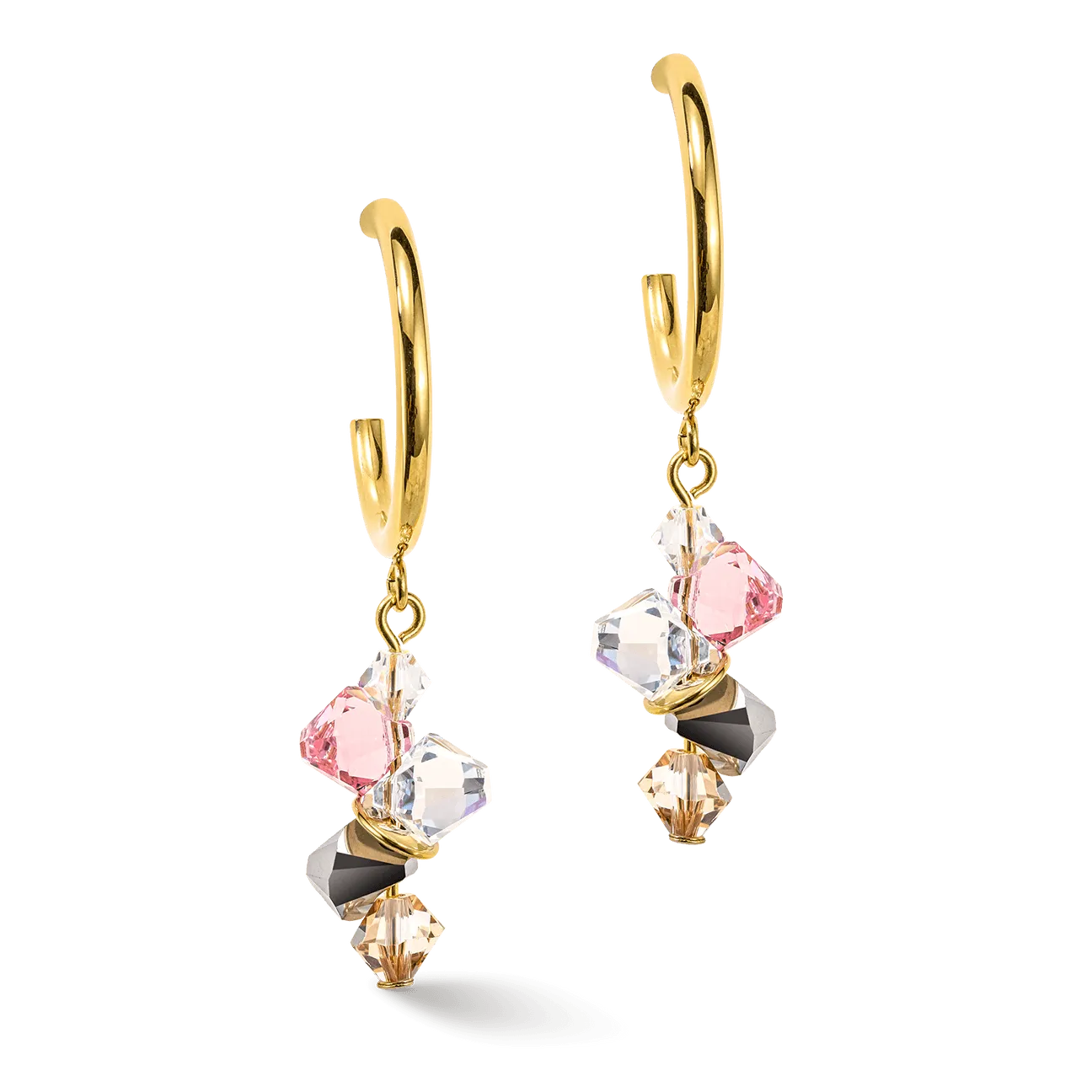 Coeur De Lion Gold and Light Rose Dancing Crystals Earrings