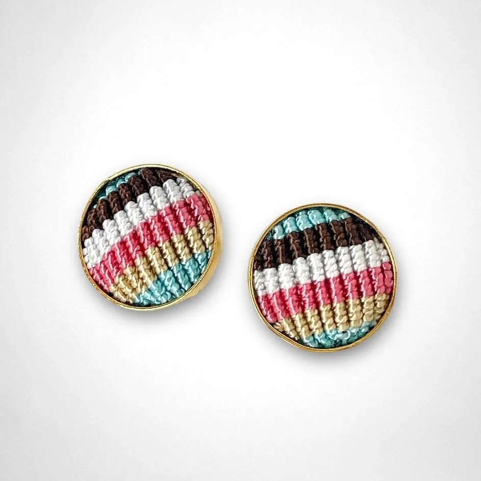 Colorful Macrame Studs | Gold Statement Earrings for Summer