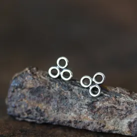 Contemporary Geometric Circle Cluster Stud Earrings, 6mm