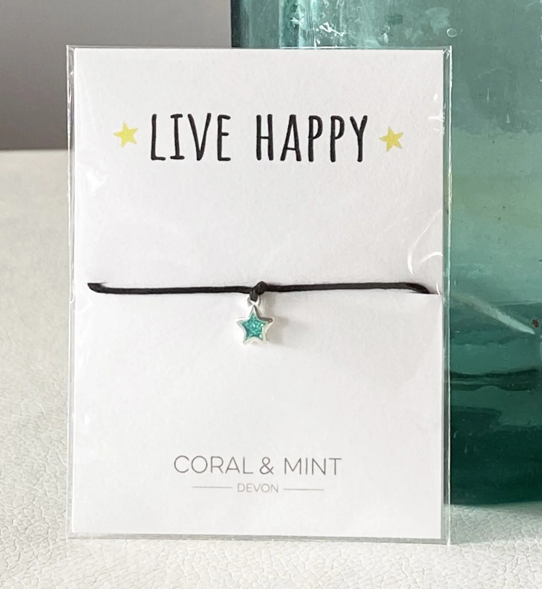 Coral And Mint Live Happy - Turquoise Glitter Star Charm