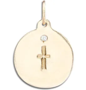 Cross Disk Charm With Diamond