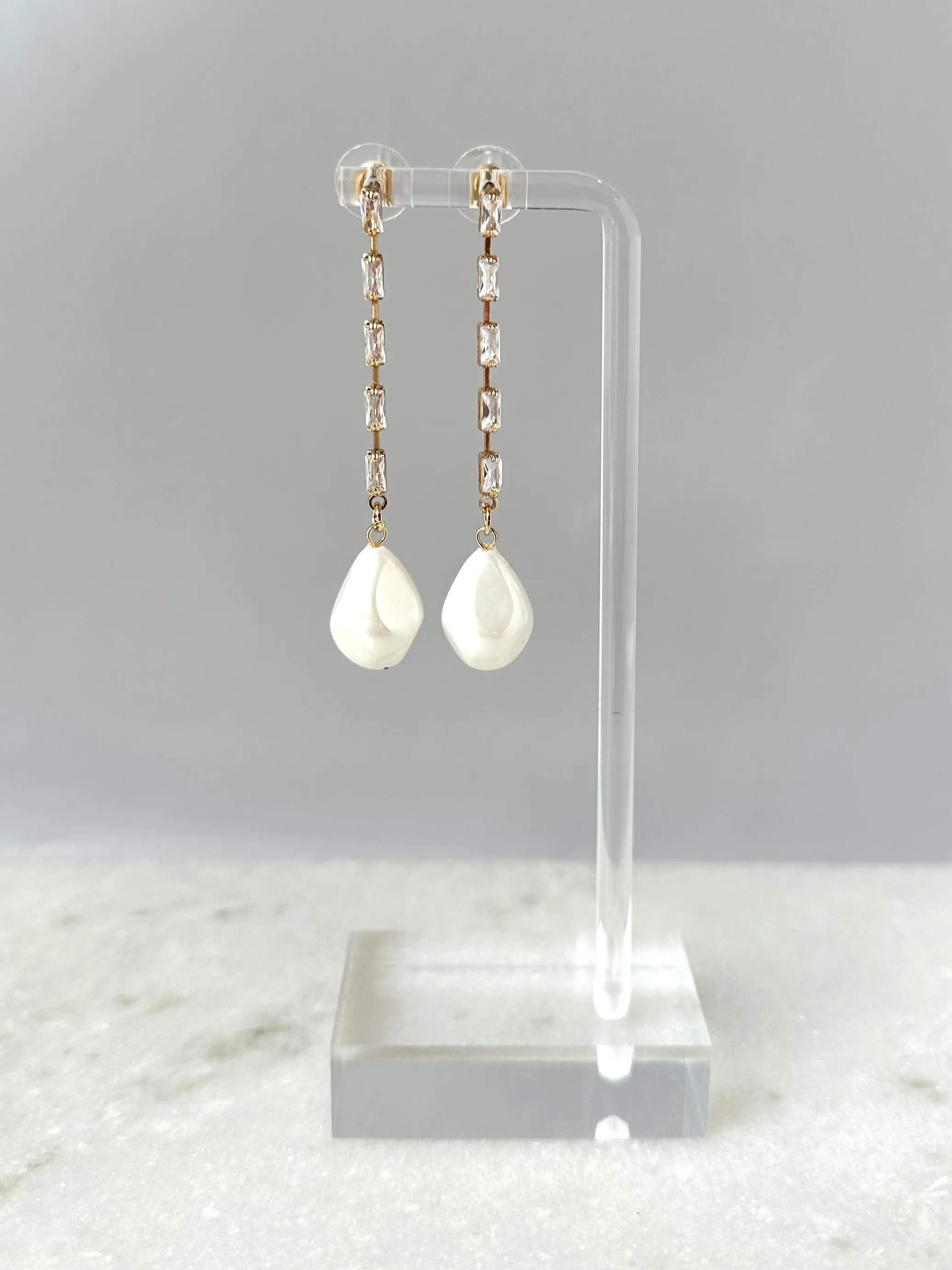 Crystal Pearl Drop Earrings