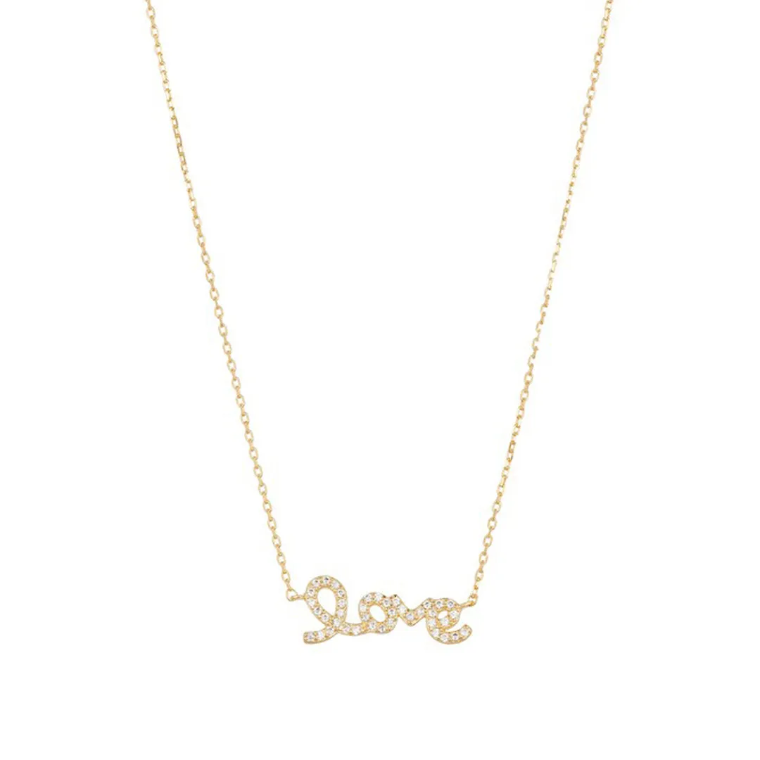 Cursive Love Necklace silver gold rose gold