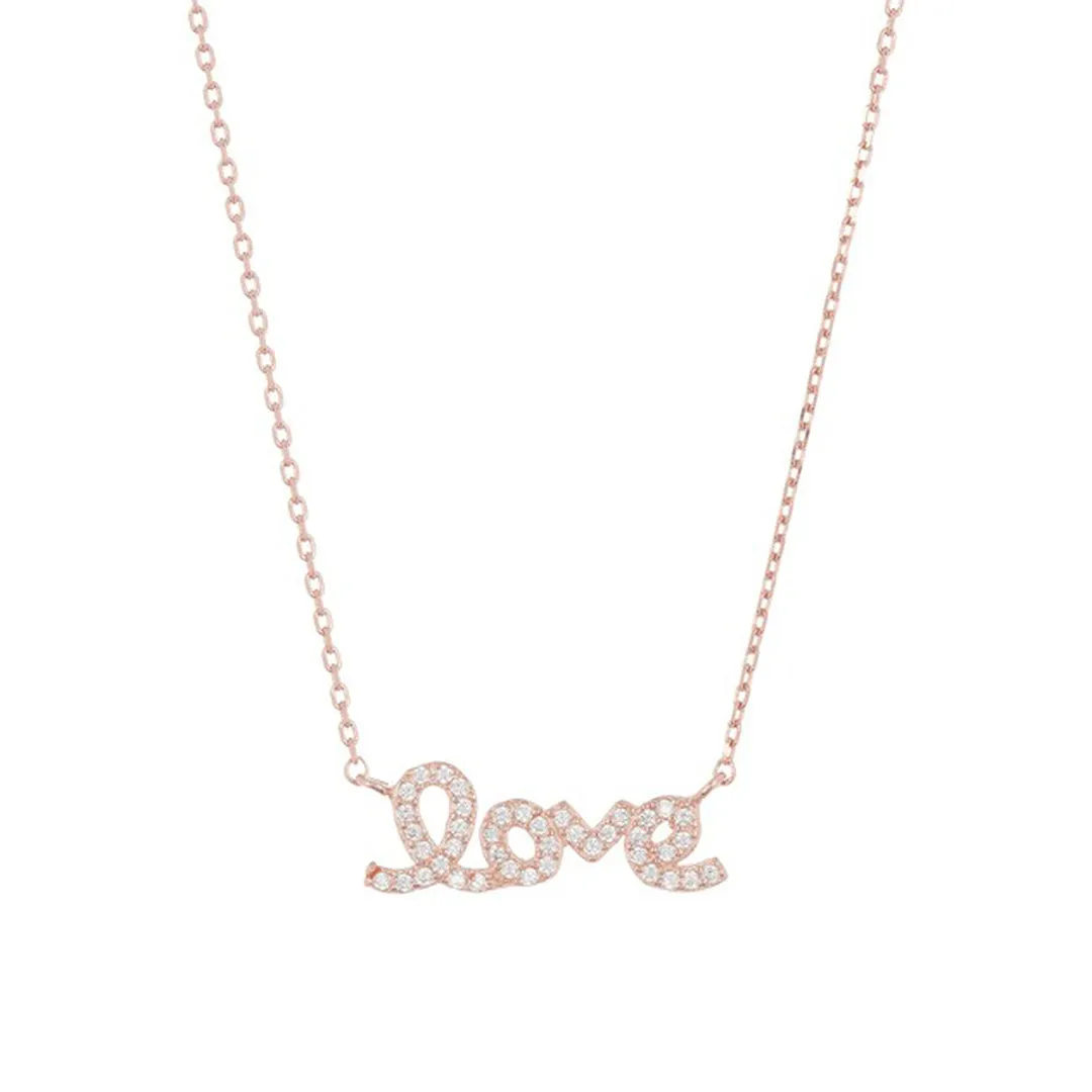 Cursive Love Necklace silver gold rose gold