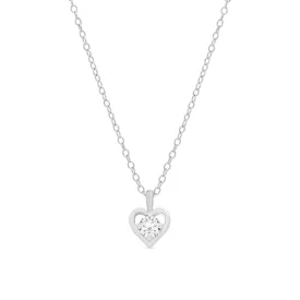 CZ Heart Pendant in Sterling Silver