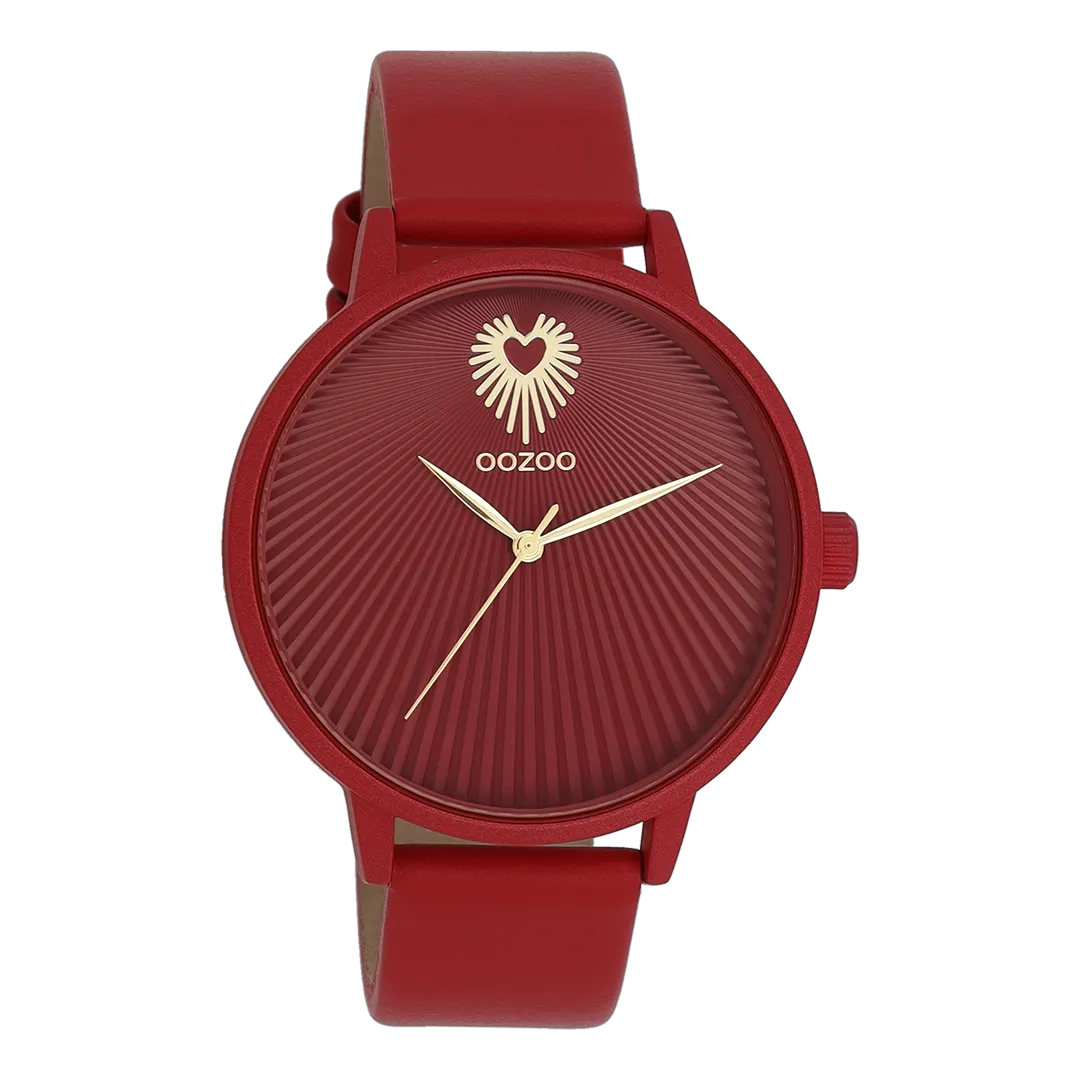 Dahlia red OOZOO watch with dahlia red leather strap - C11249