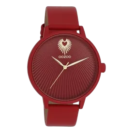 Dahlia red OOZOO watch with dahlia red leather strap - C11249