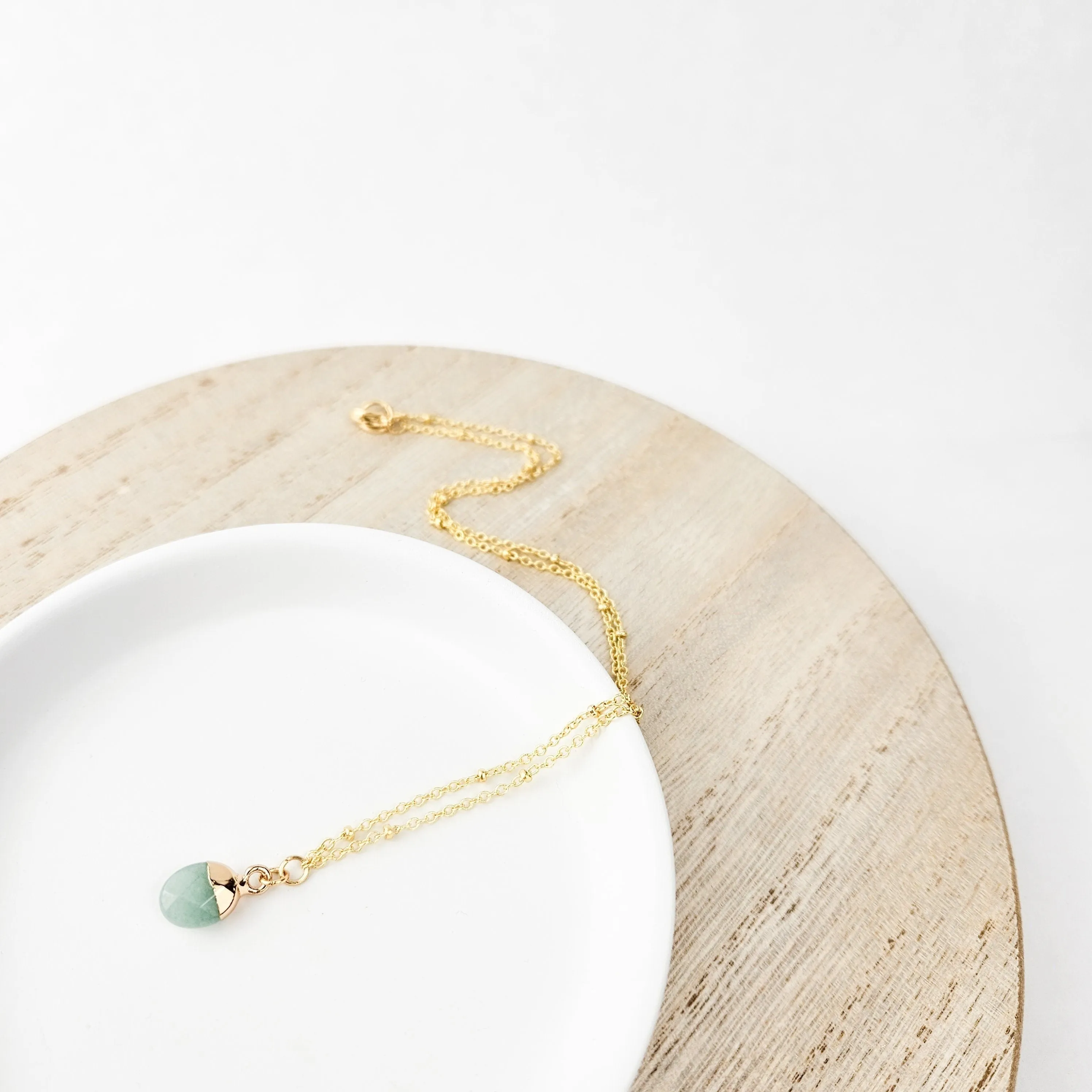 Dainty Aventurine Gemstone Necklace