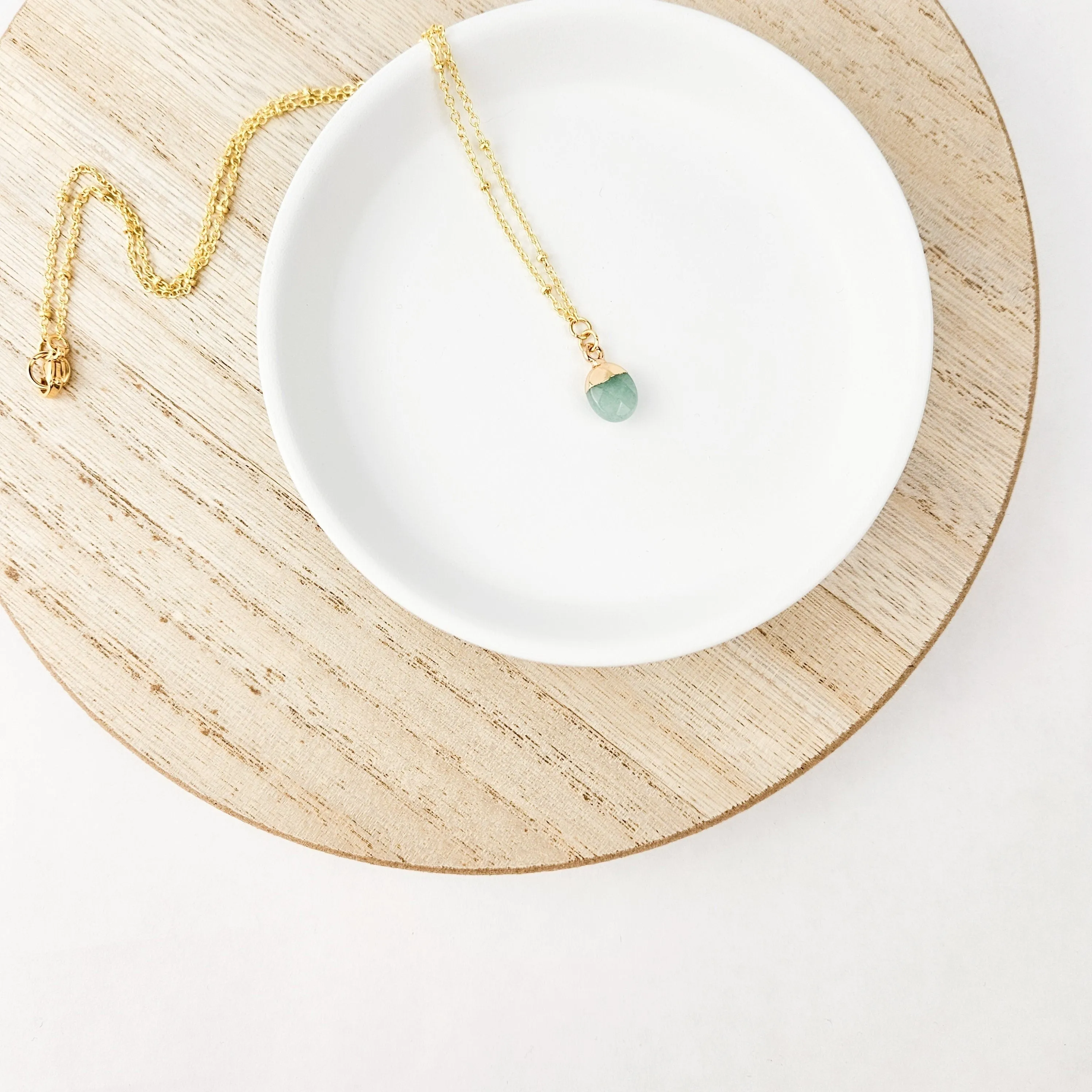 Dainty Aventurine Gemstone Necklace