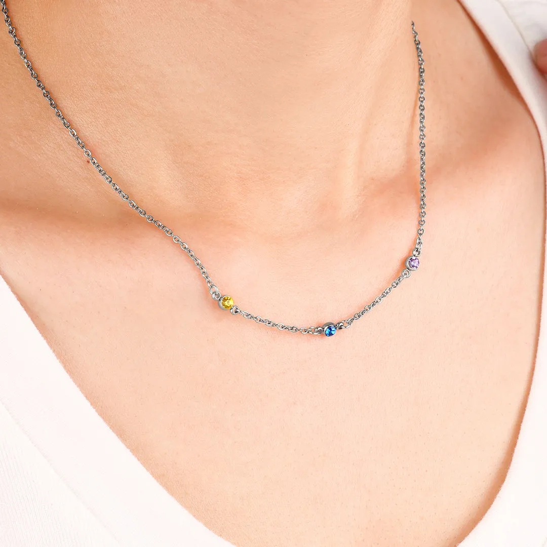 Dainty Birthstone Station Necklace