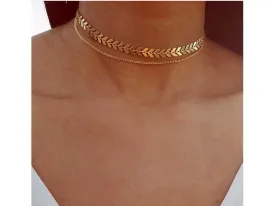 DAINTY LAYERED GOLD CHOKER NECKLACE