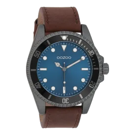 Dark grey  OOZOO watch with brown  leather strap - C11116