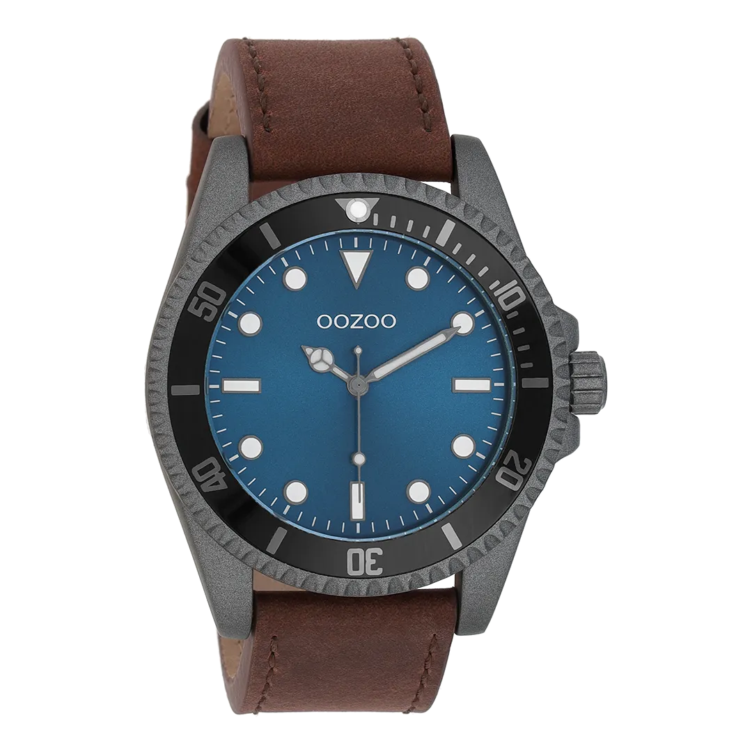 Dark grey  OOZOO watch with brown  leather strap - C11116