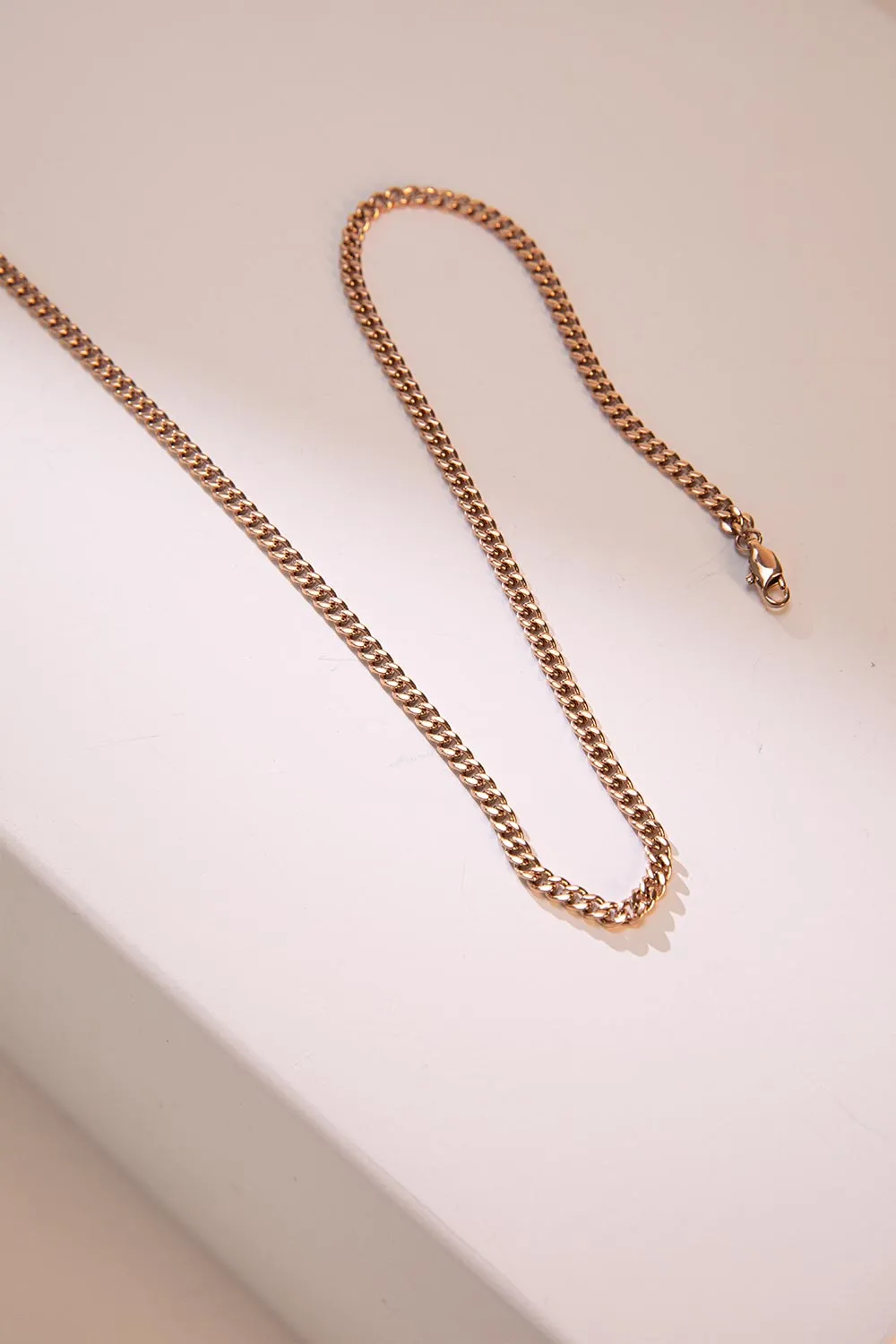 Delicate Curb Necklace 14K Rose Gold Plated