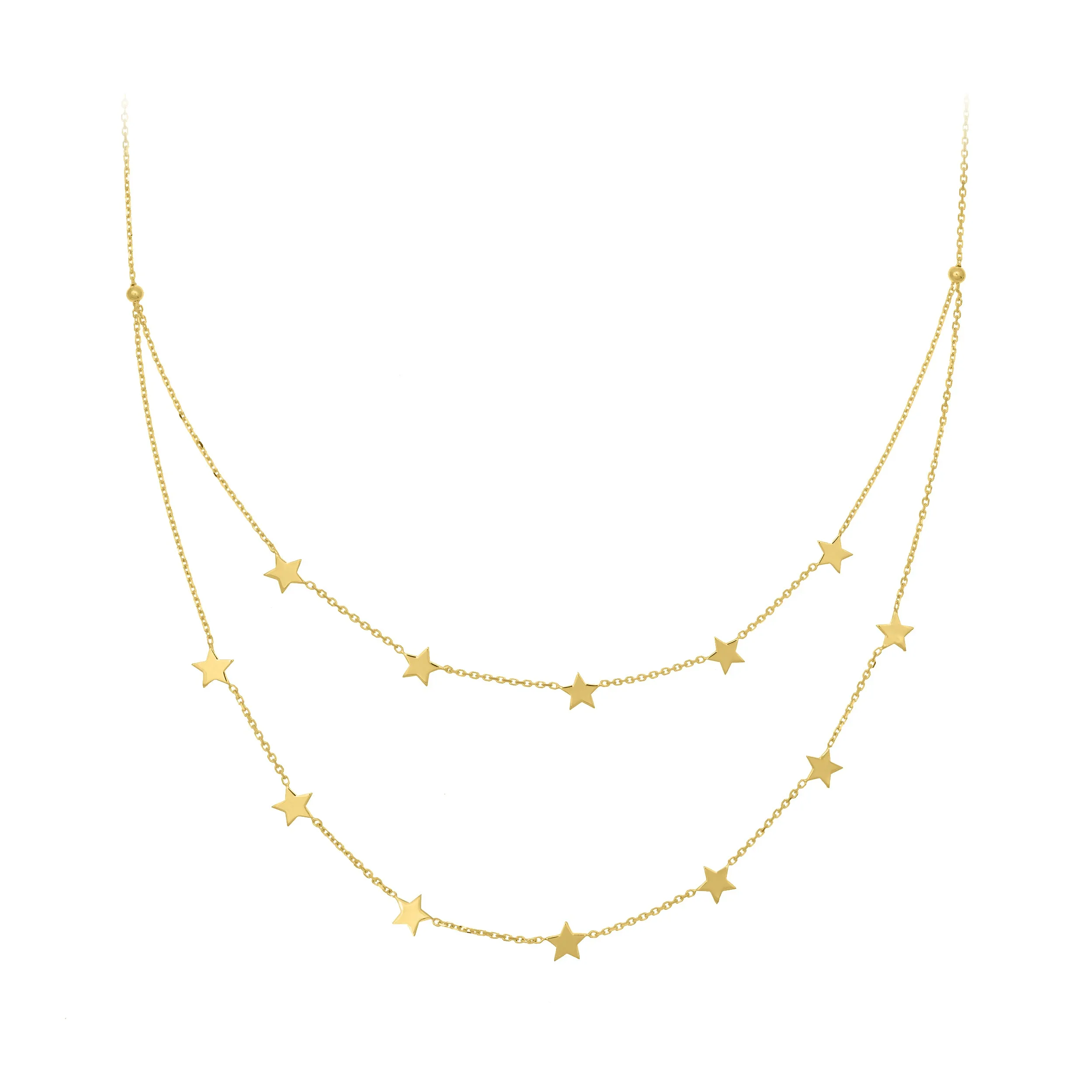 Double Layer 14 K Gold Star Necklace